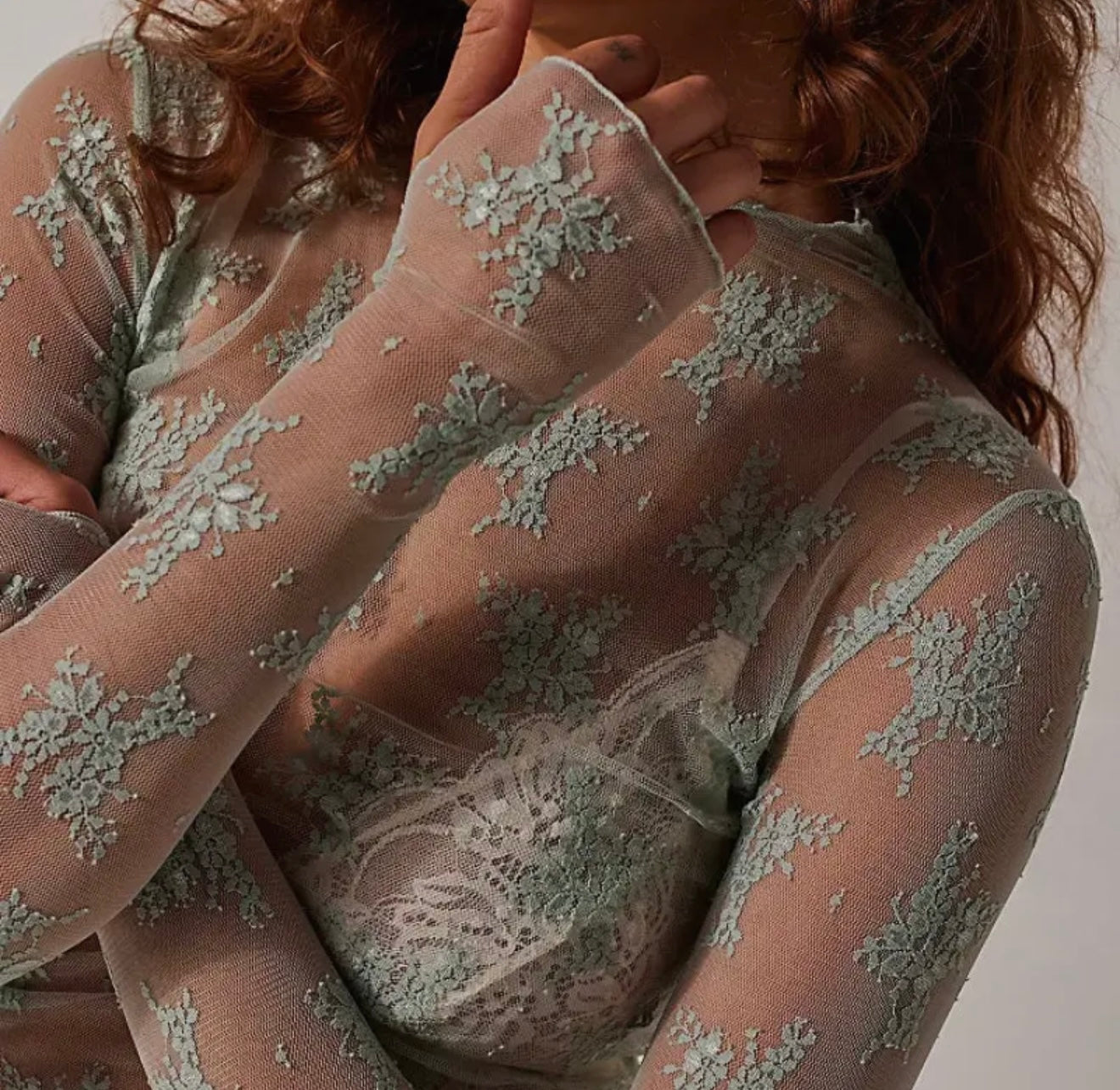 Lux Layering Floral Lace-Mint