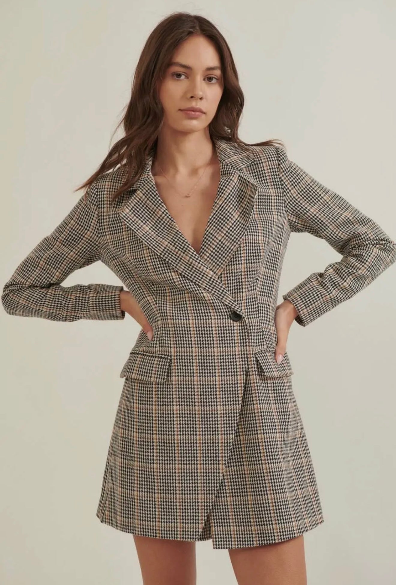 Plaid Notch Lapel Romper