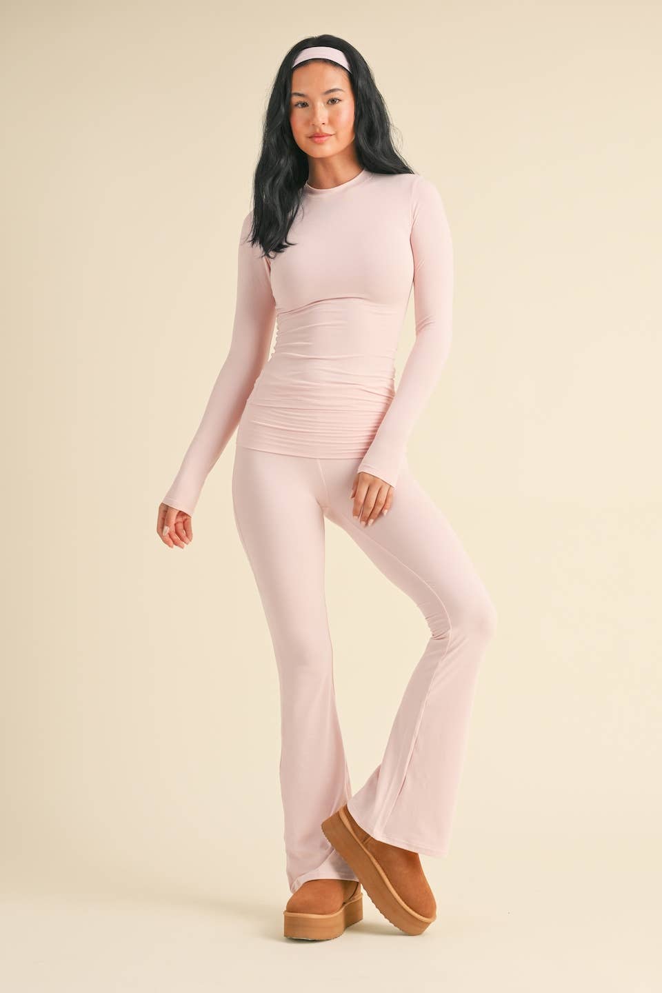 Soft Knit Jersey Long Sleeve Tee: Pink