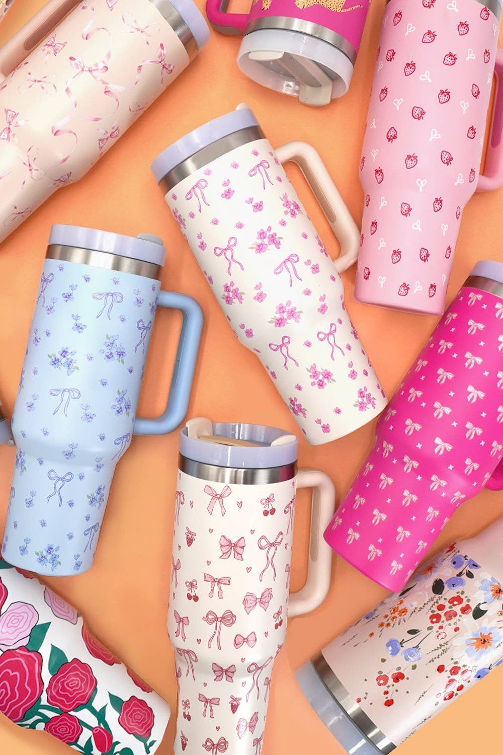 40oz STAINLESS STEEL TUMBLER BOW | BOW DITSY BLUE