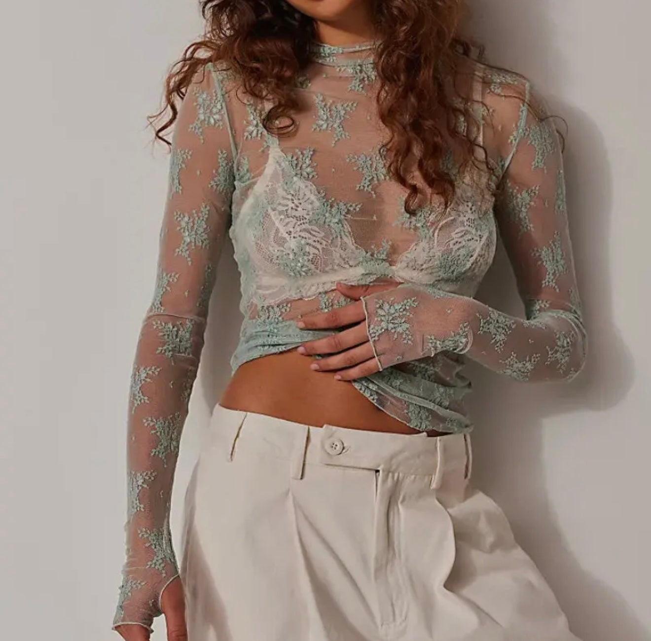 Lux Layering Floral Lace-Mint