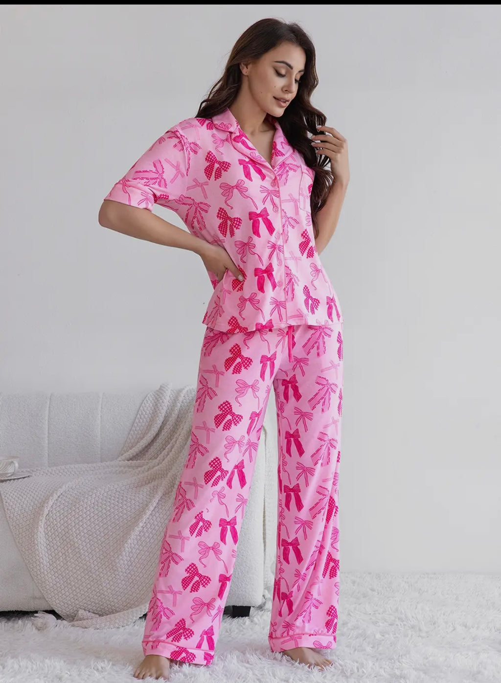 Pink Bow Knot Pajama Set