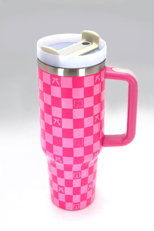 40oz STAINLESS STEEL TUMBLER BOW | BOW DITSY BLUE