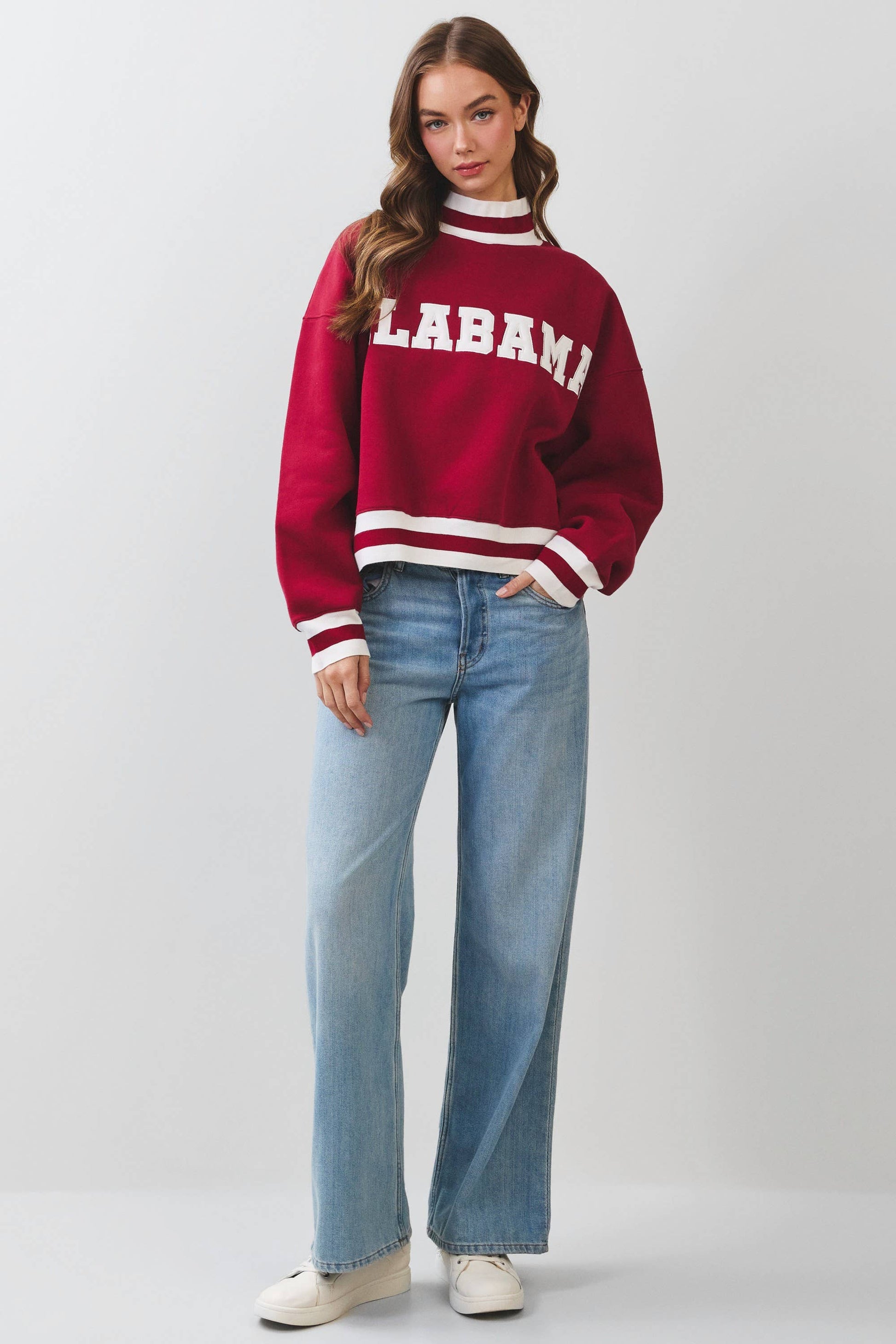 Alabama Lettering Cropped Sweatshirt: CRIMSON