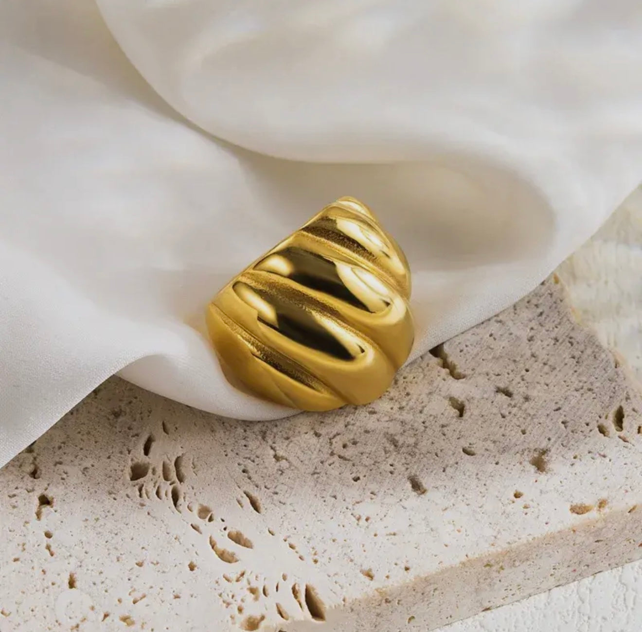 Chunky Groove Adjustable Gold Ring