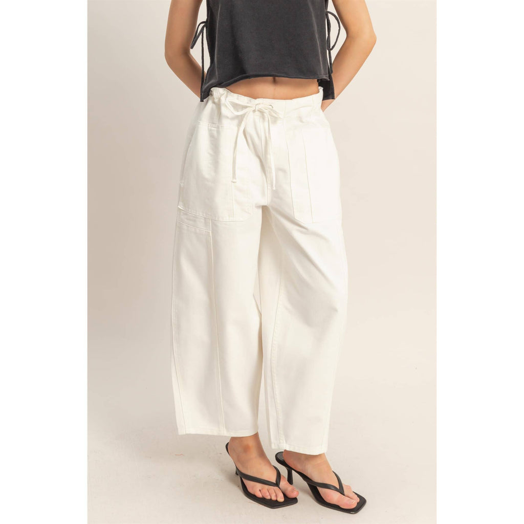 Wide Pants With Oversize Pockets: WHITE