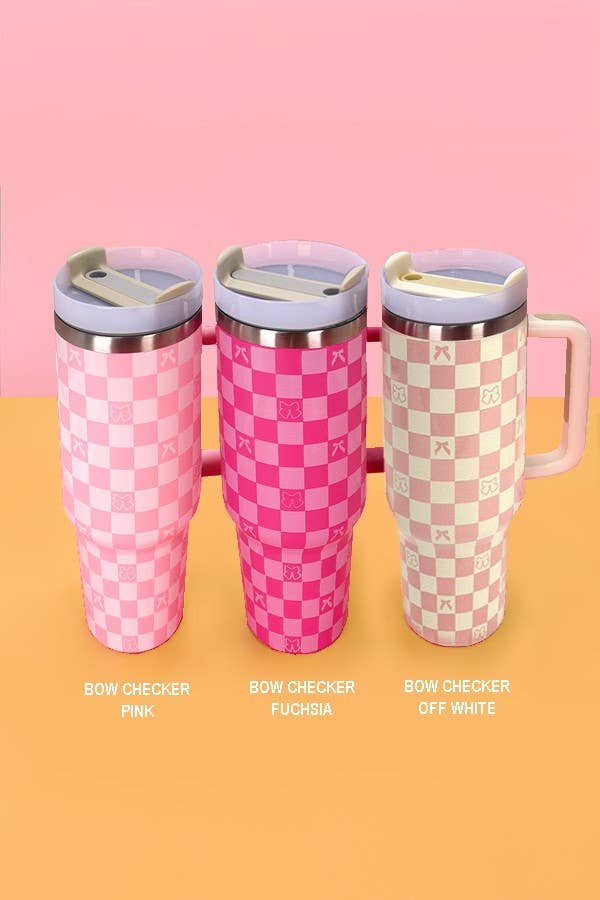 40oz STAINLESS STEEL TUMBLER BOW | BOW DITSY BLUE