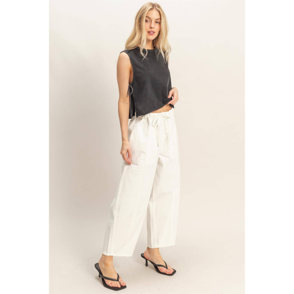 Wide Pants With Oversize Pockets: WHITE