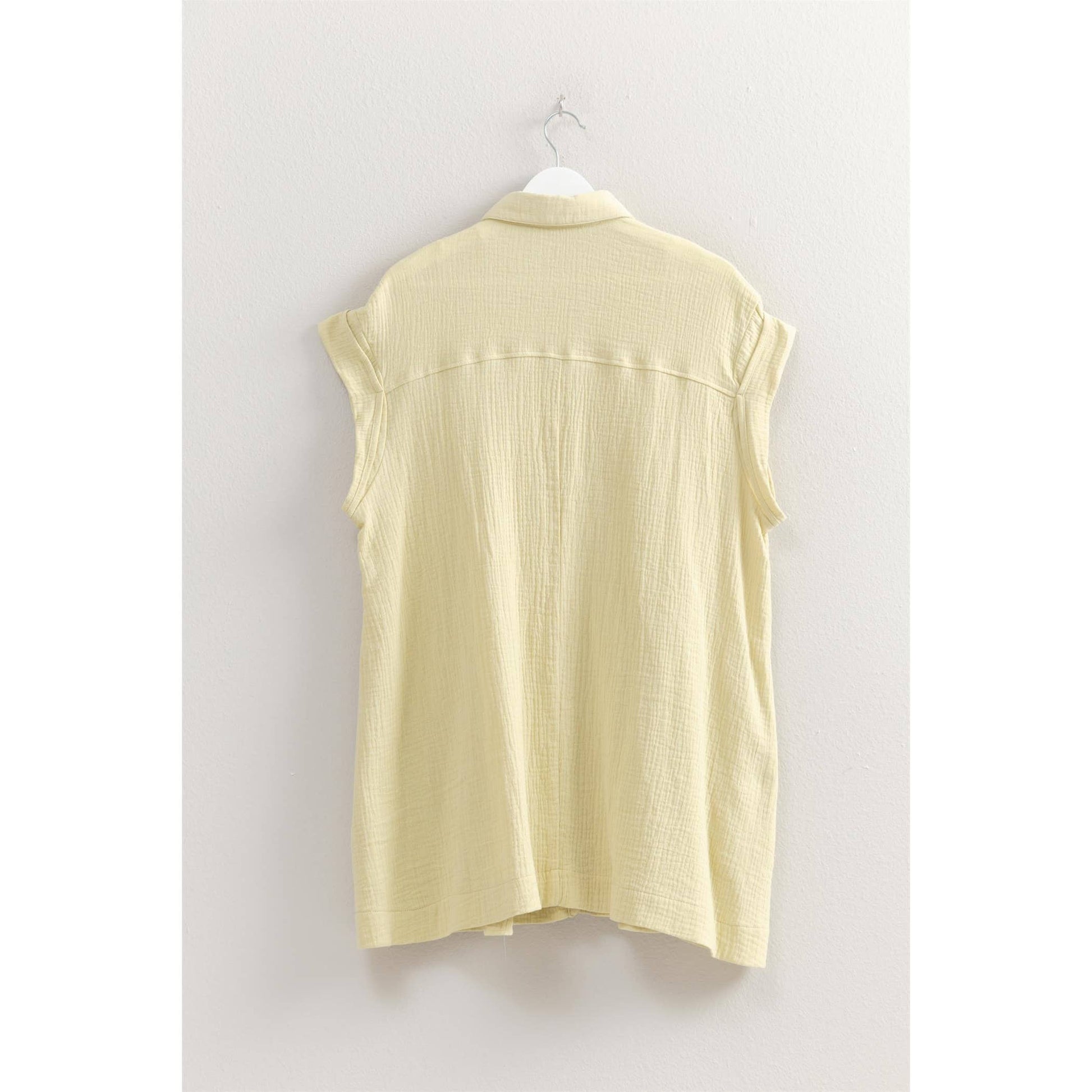 Double Gauze Button Front Tunic: DUSTY LIME