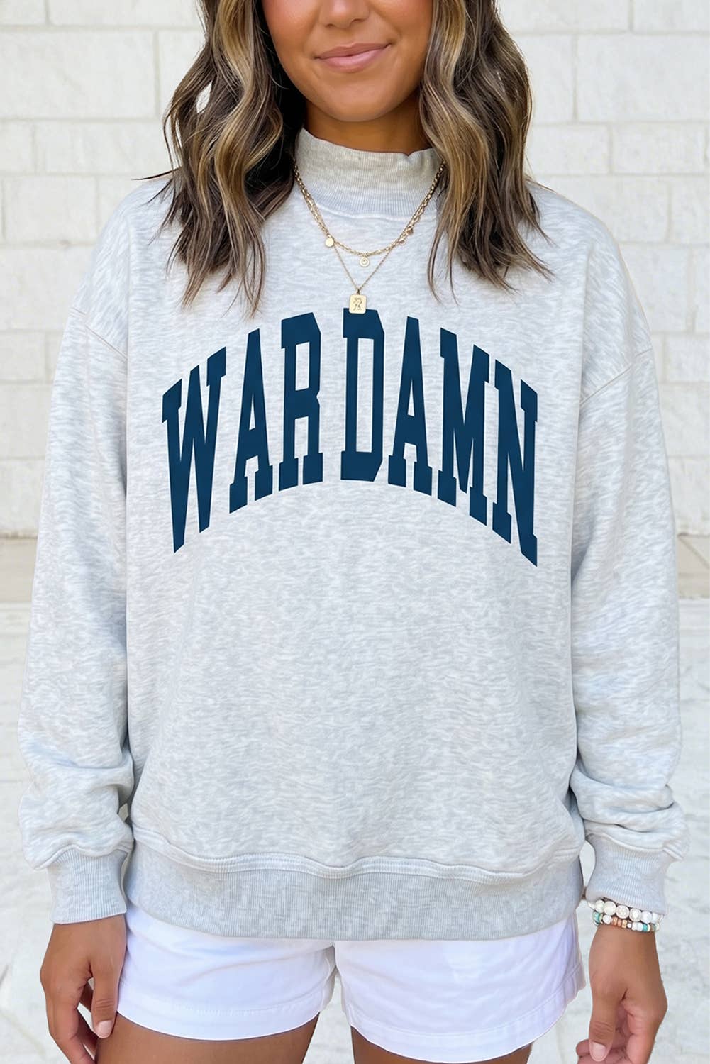 TIGERS Double Side Reversible Mock Neck Sweatshirt: Light Grey