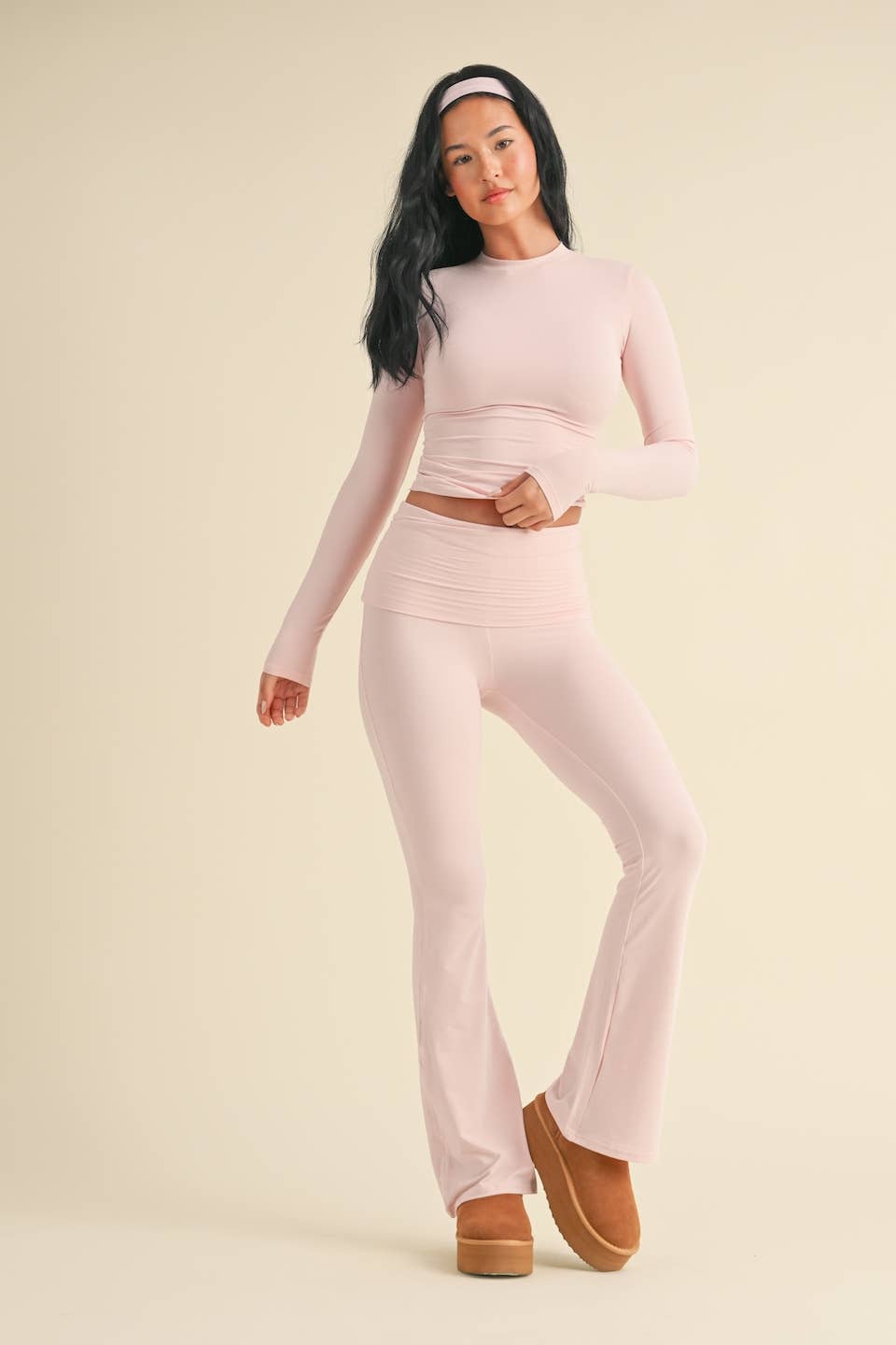 Soft Knit Jersey Long Sleeve Tee: Pink