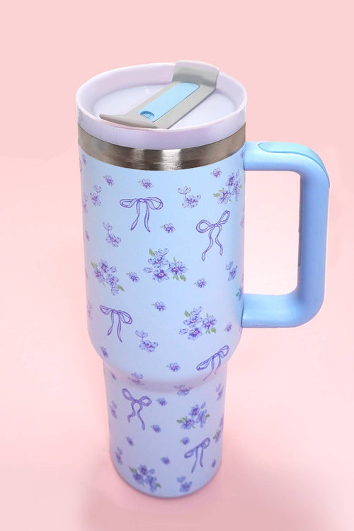 40oz STAINLESS STEEL TUMBLER BOW | BOW DITSY BLUE