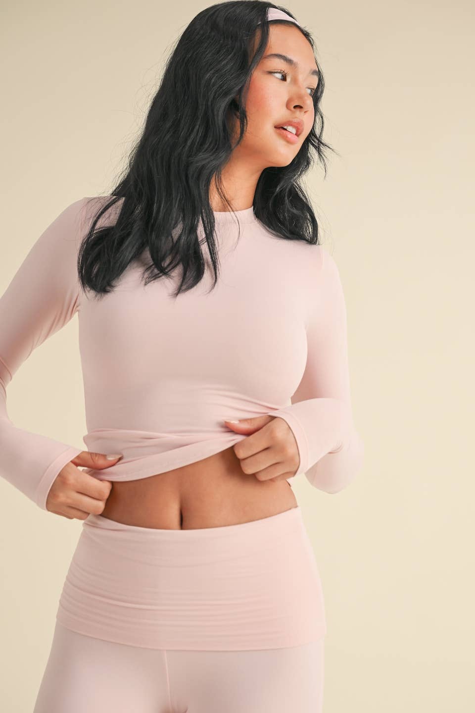 Soft Knit Jersey Long Sleeve Tee: Pink