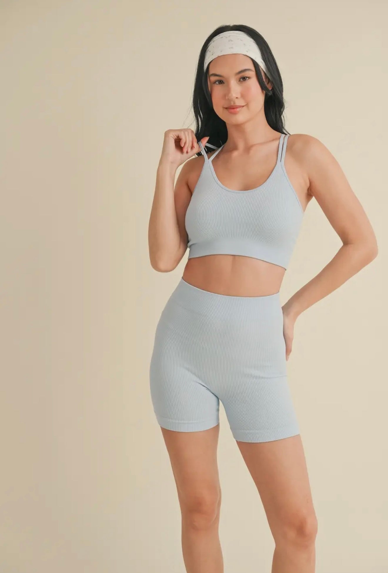 It Girl Seamless Workout Shorts-Sky Blue