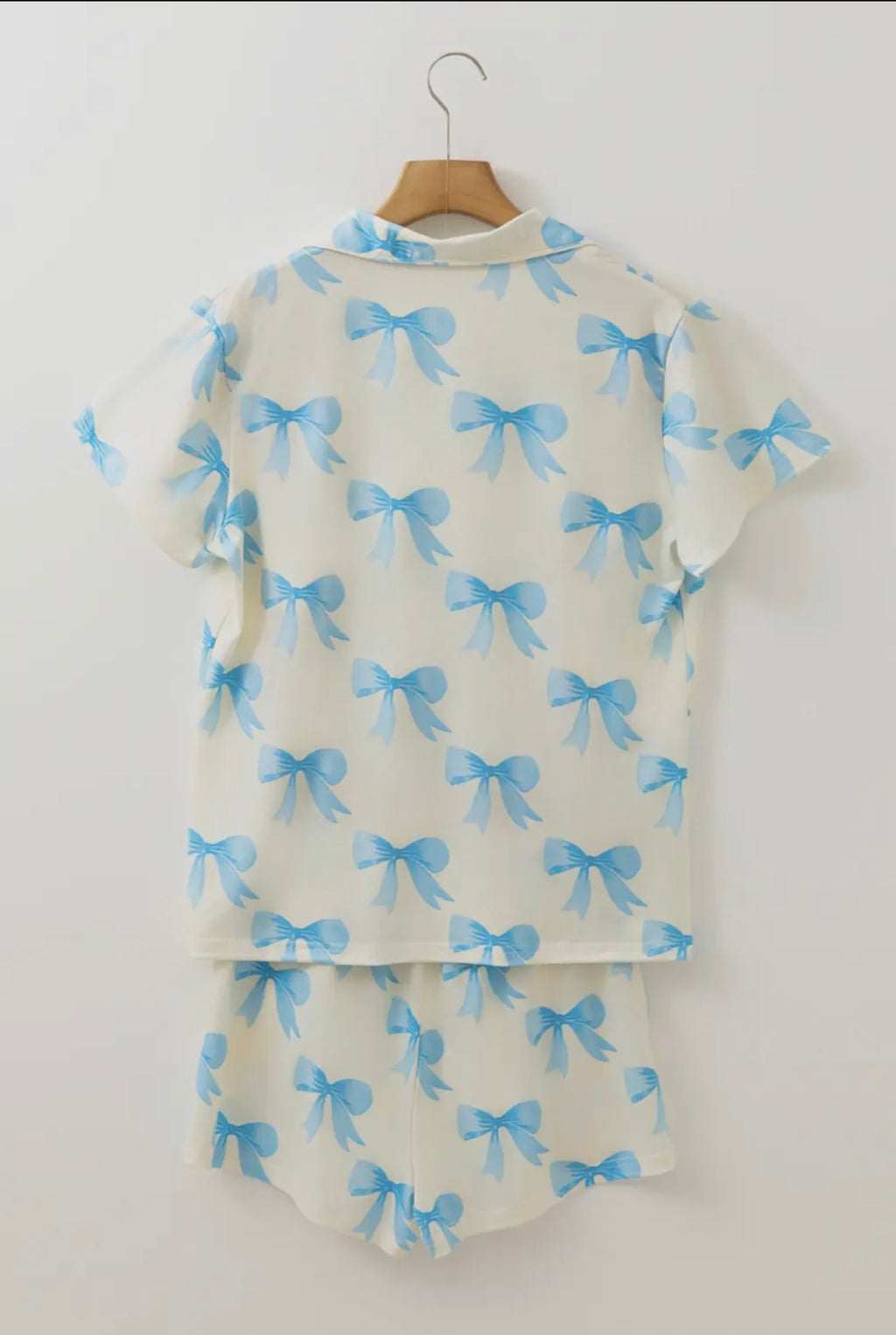 Blue Bow Printed Pajama Set