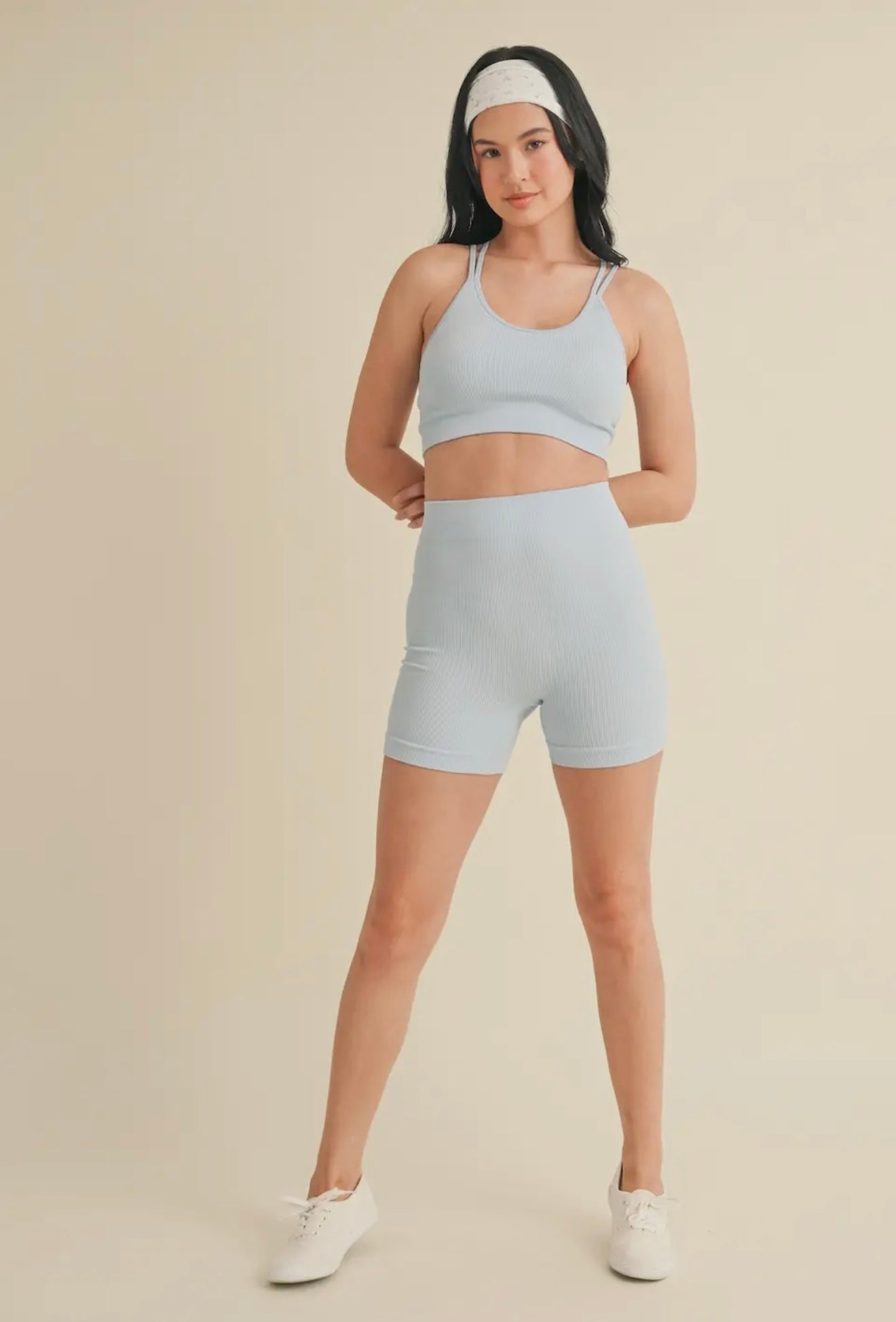 It Girl Seamless Workout Shorts-Sky Blue