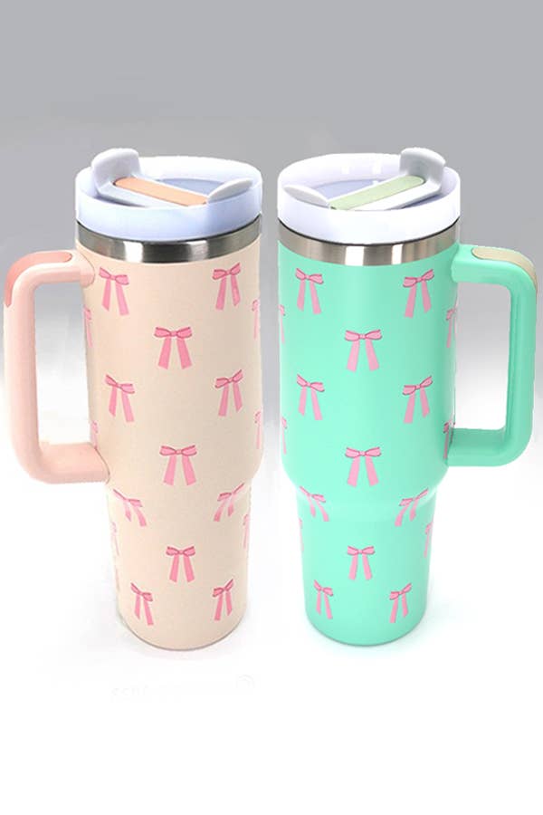 40oz STAINLESS STEEL TUMBLER BOW | BOW DITSY BLUE