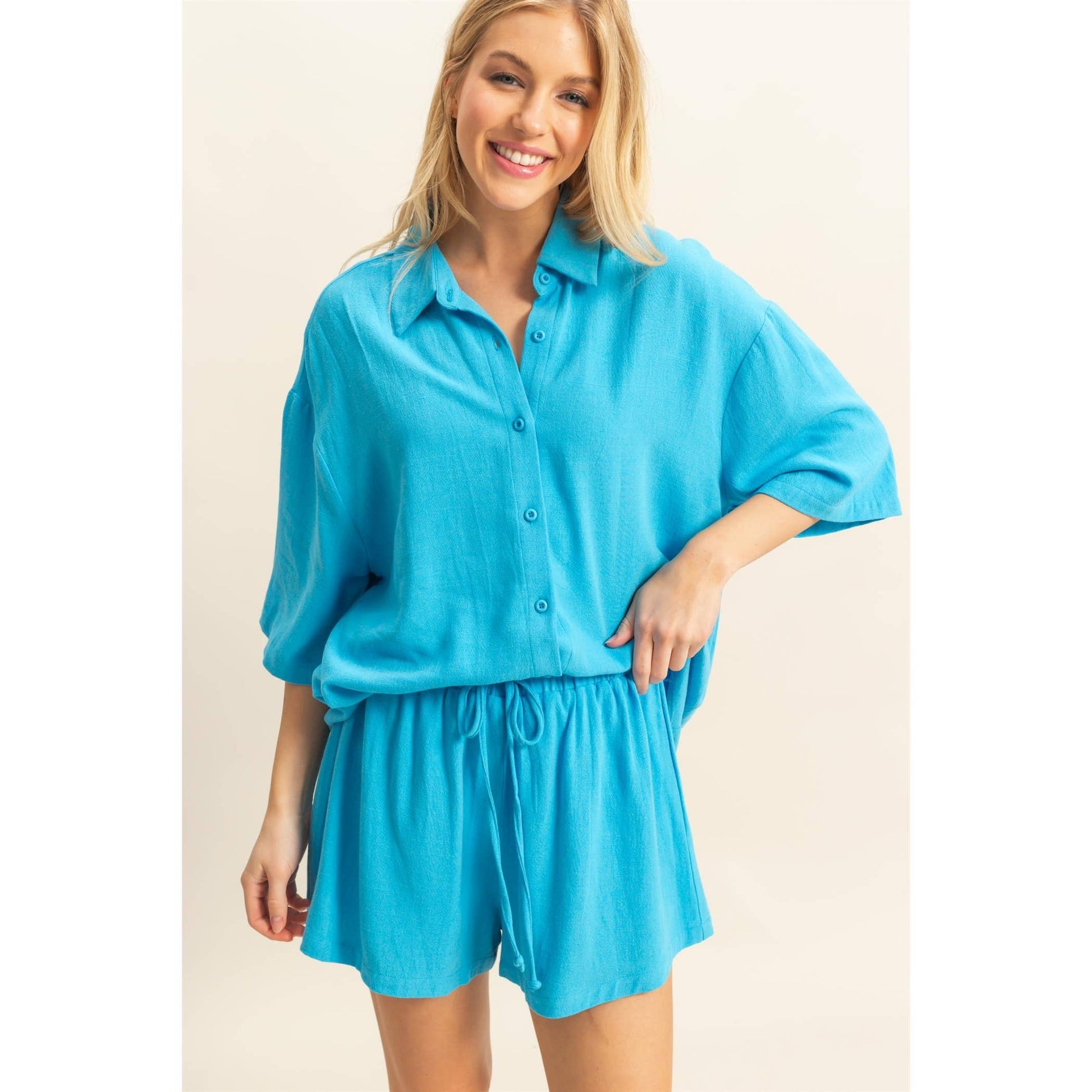 Linen Shirt And Shorts Set