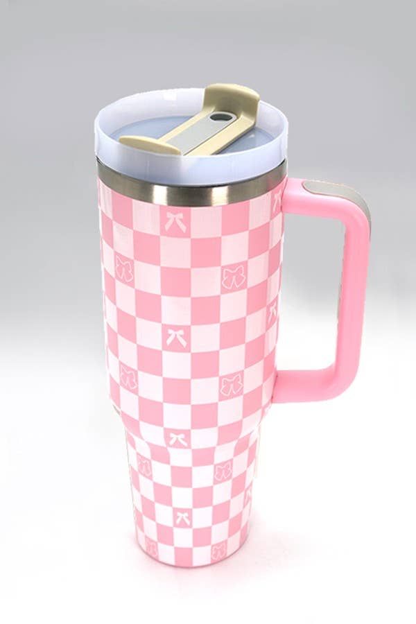 40oz STAINLESS STEEL TUMBLER BOW | BOW DITSY BLUE