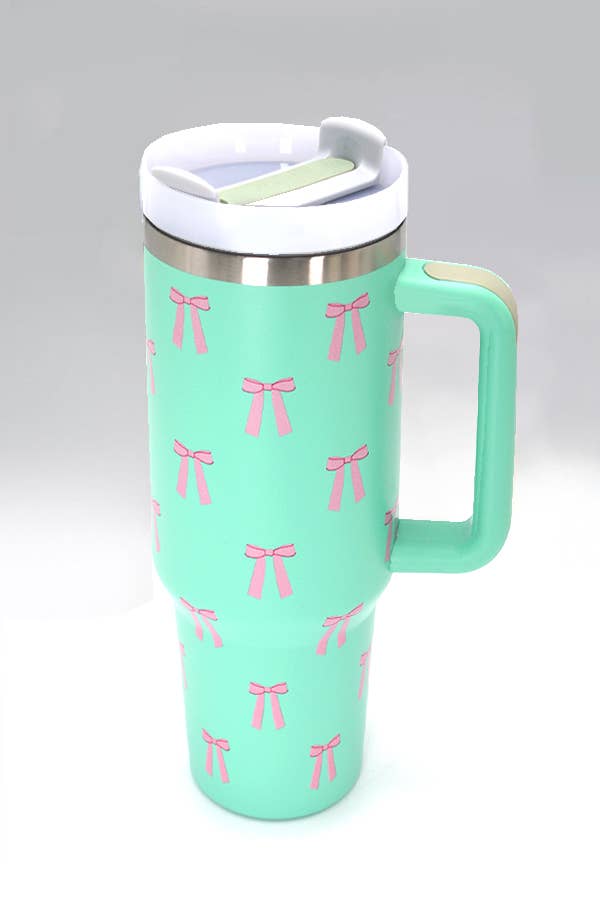40oz STAINLESS STEEL TUMBLER BOW | BOW DITSY BLUE