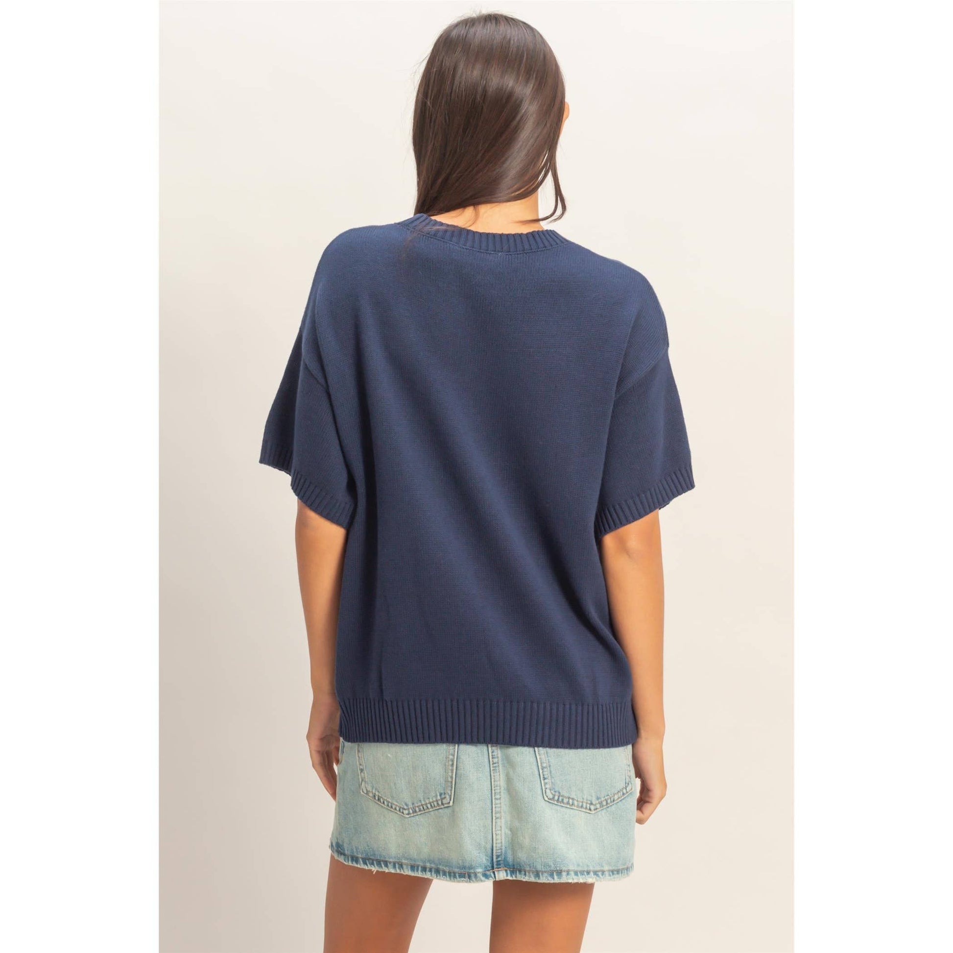 American Flag Knit Top: NAVY