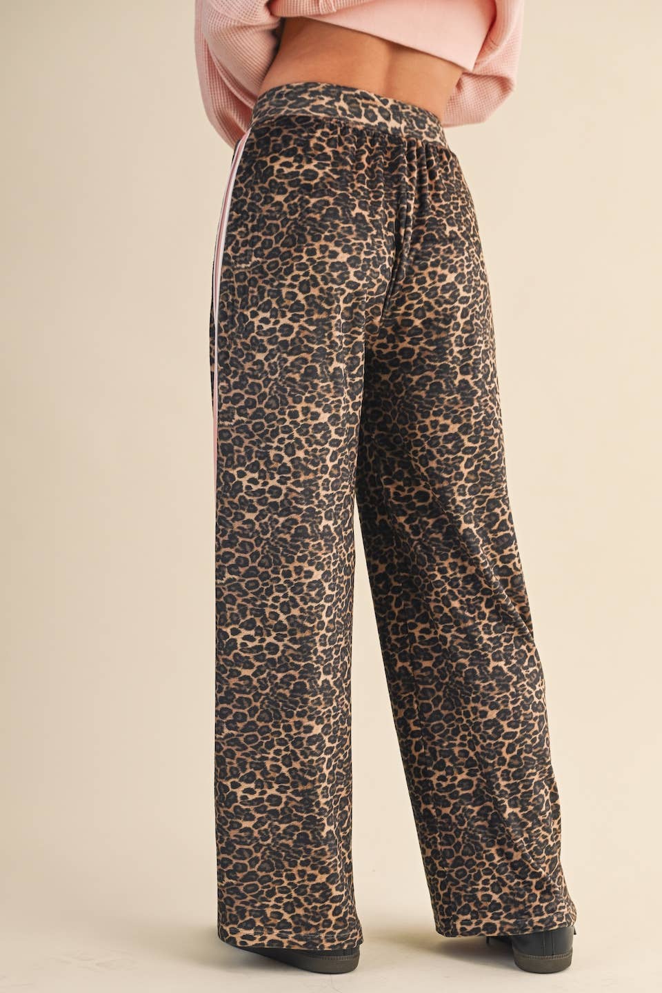 Leopard Print Velour Track Pants: Leopard