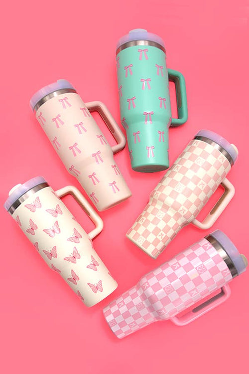 40oz STAINLESS STEEL TUMBLER BOW | BOW DITSY BLUE
