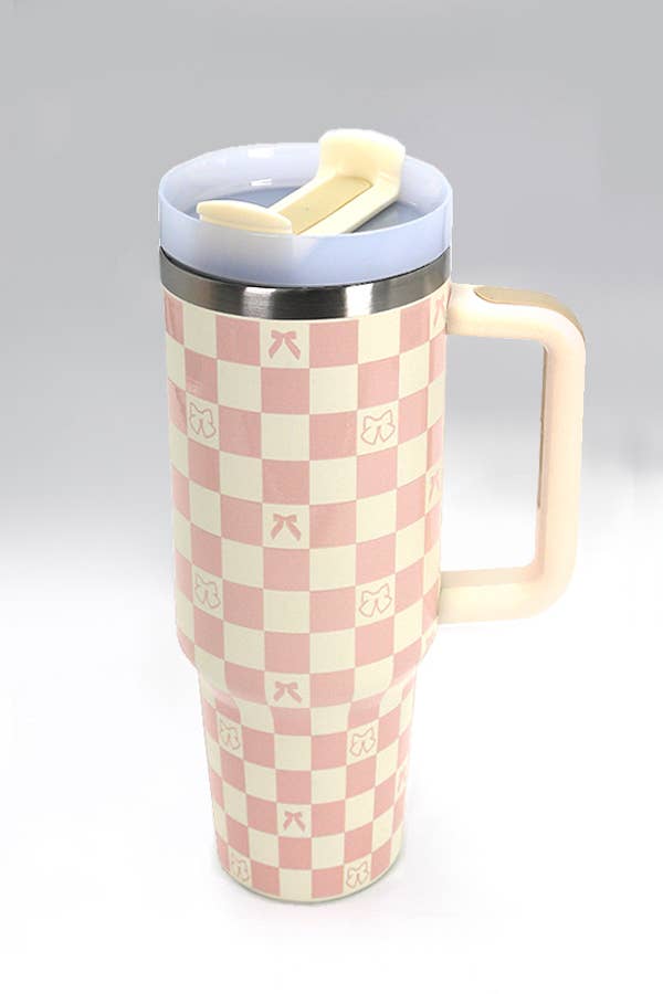 40oz STAINLESS STEEL TUMBLER BOW | BOW DITSY BLUE