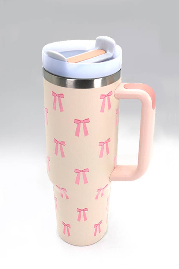 40oz STAINLESS STEEL TUMBLER BOW | BOW DITSY BLUE