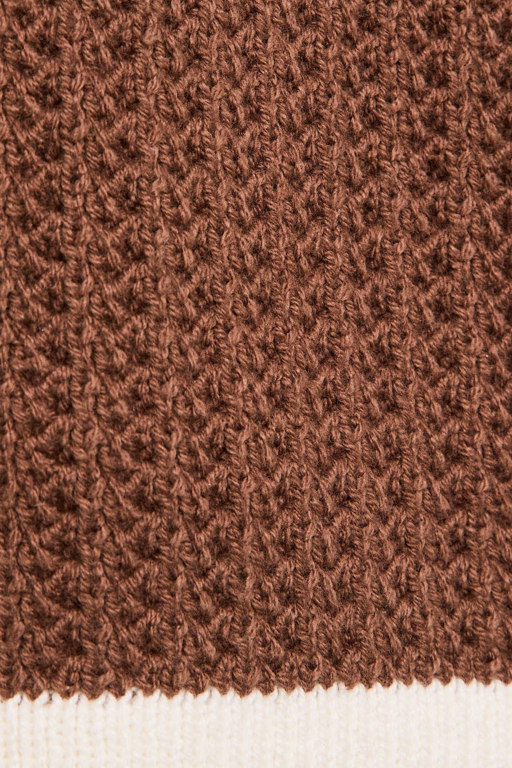 CONTRAST COLOR TRIM DETAIL OPEN SWEATER WITH SKIRT: MOCHA-IVORY