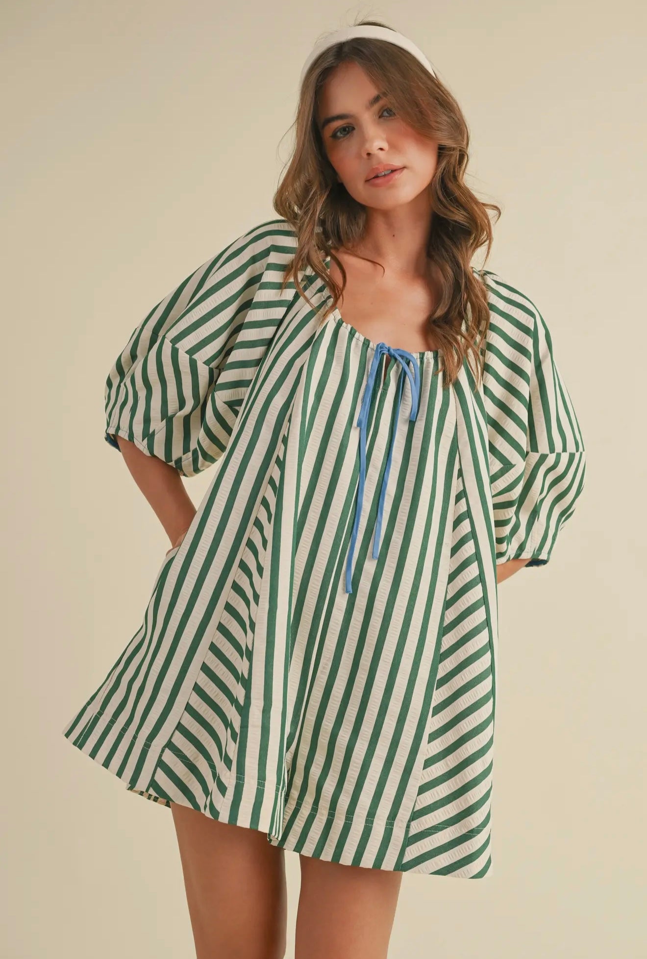 Striped Oversized Scoopneck Romper