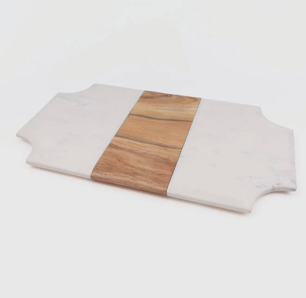 Marble & Wood Beveled Serving Board