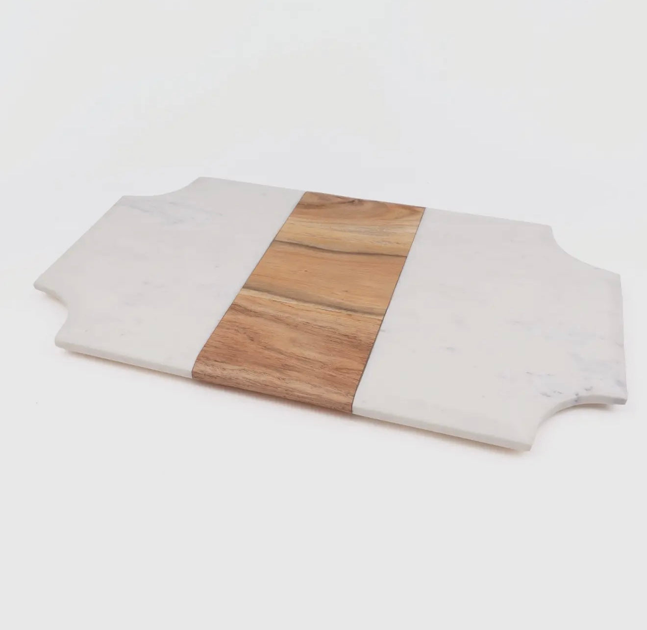Marble & Wood Beveled Serving Board