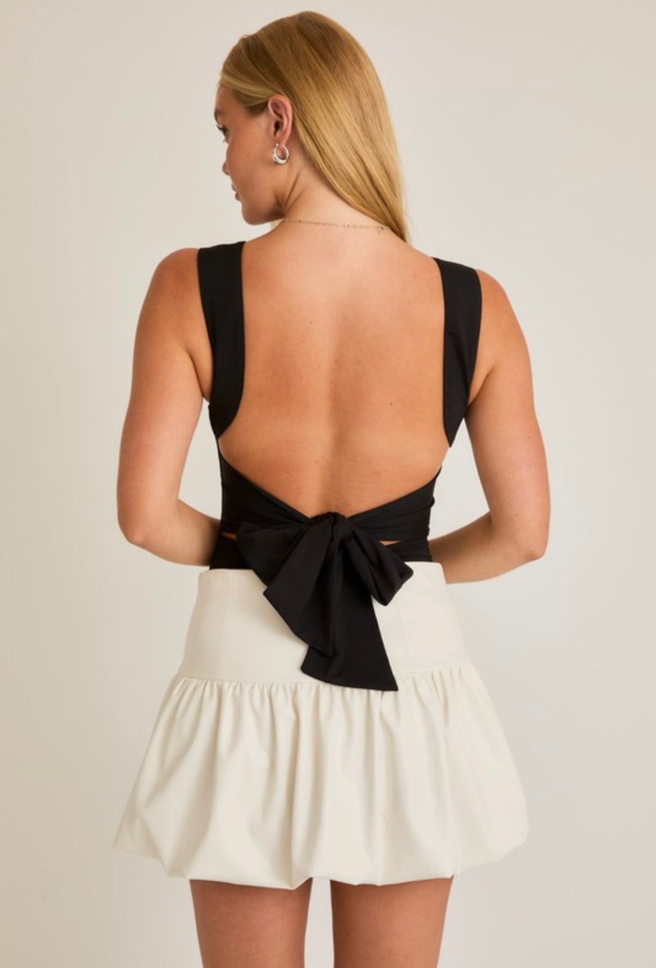 Wide Strap Back Tie Bodysuit