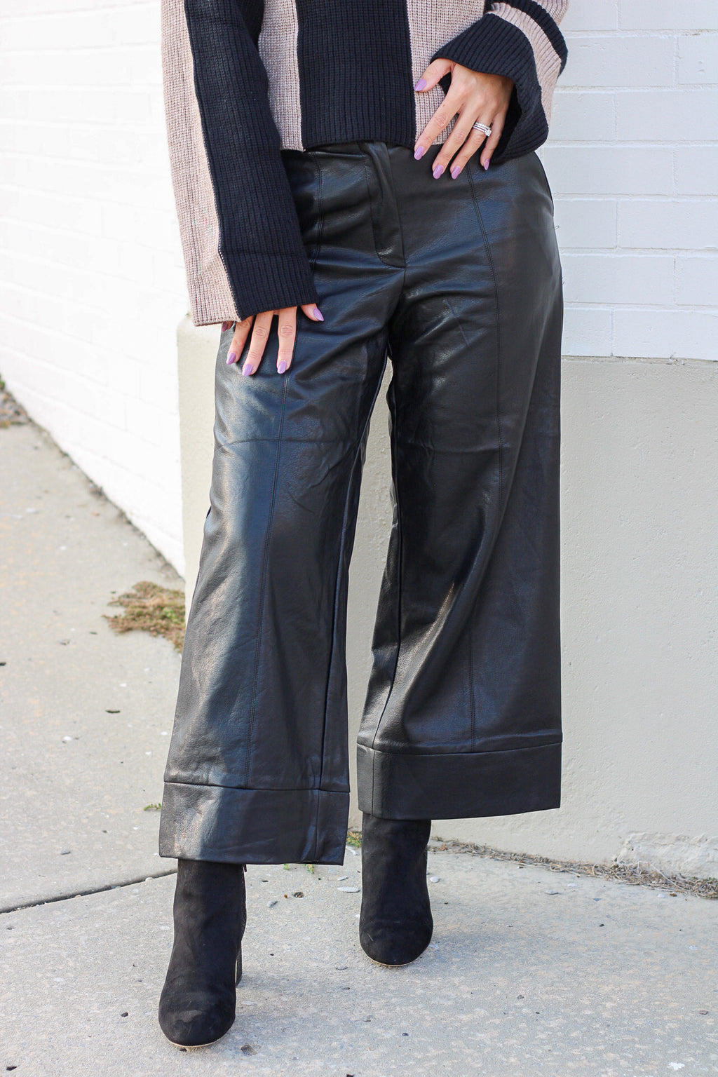 Leather Wide Straight Leg Pants