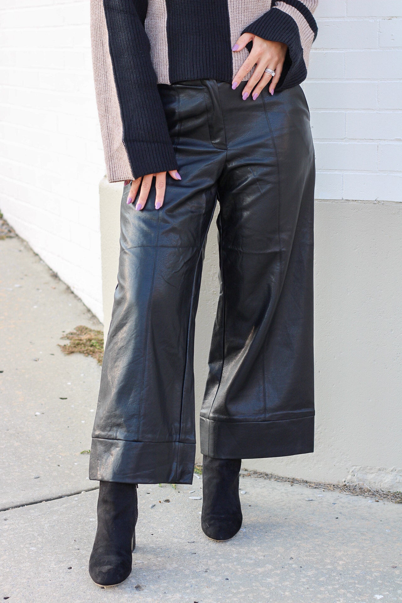 Leather Wide Straight Leg Pants