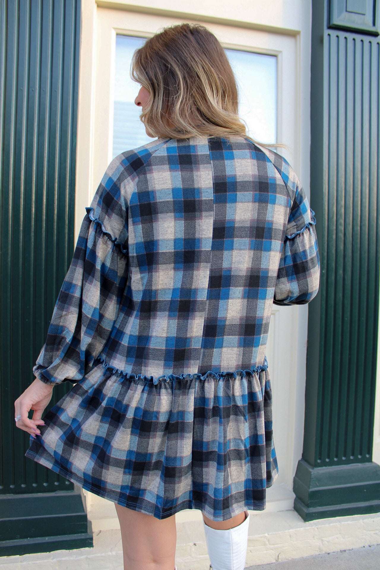 Checkered Print Babydoll Dress