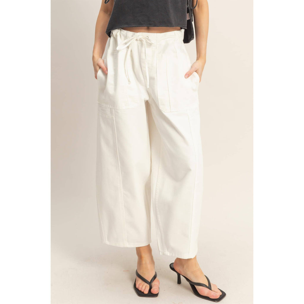 Wide Pants With Oversize Pockets: WHITE