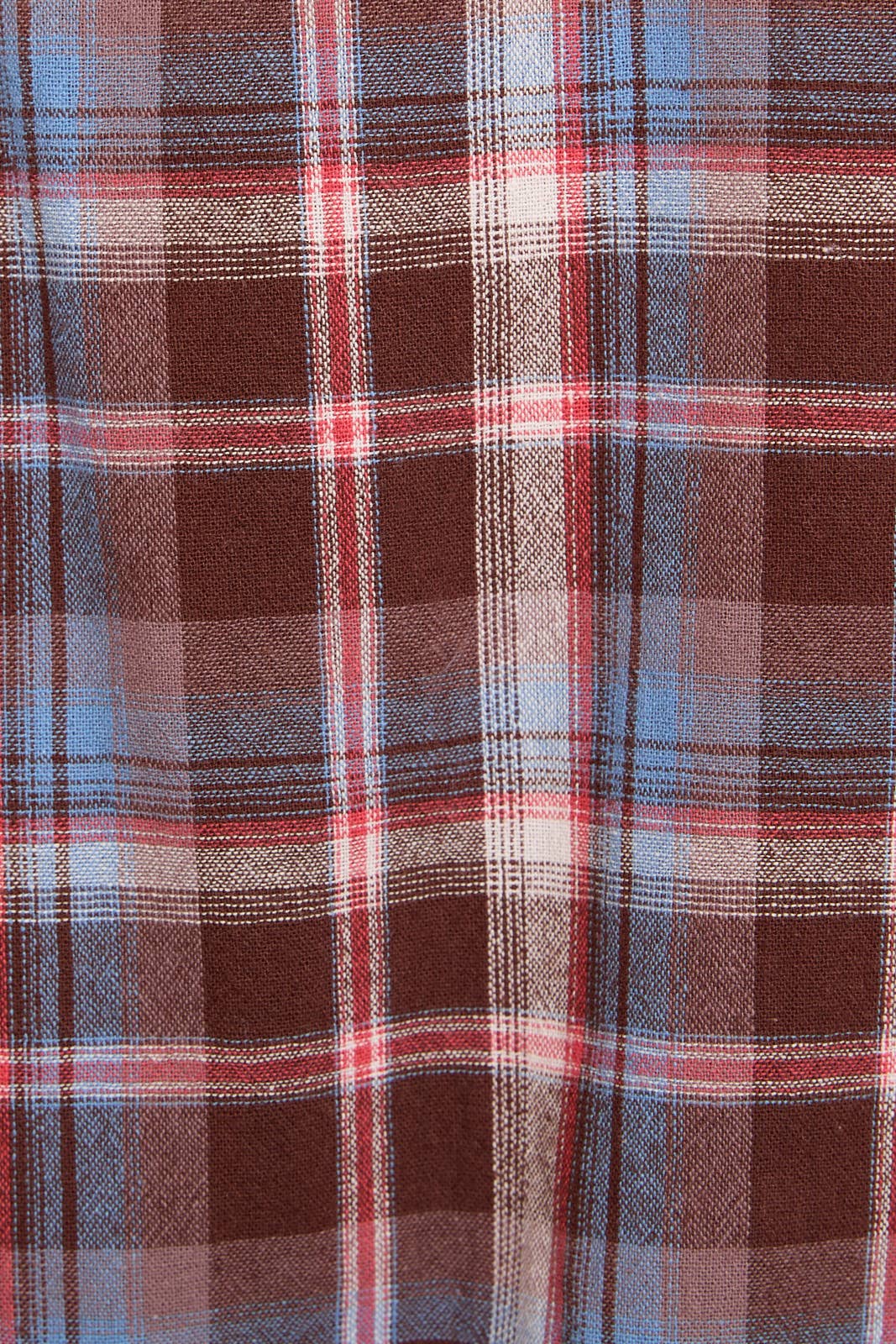 PETER PAN COLLAR MINI DRESS WITH SHORT PUFF SLEEVE: BROWN-MULTI CHECK
