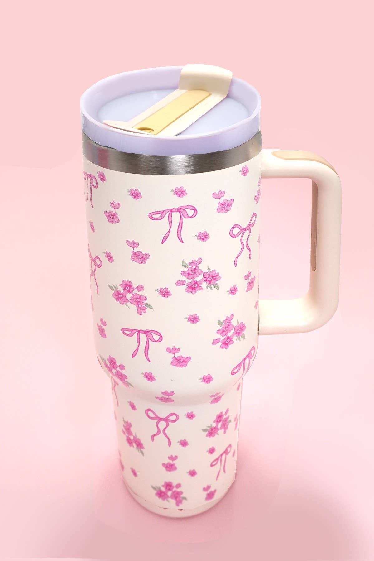 40oz STAINLESS STEEL TUMBLER BOW | BOW DITSY BLUE