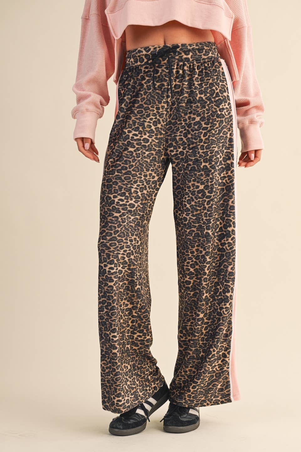 Leopard Print Velour Track Pants: Leopard