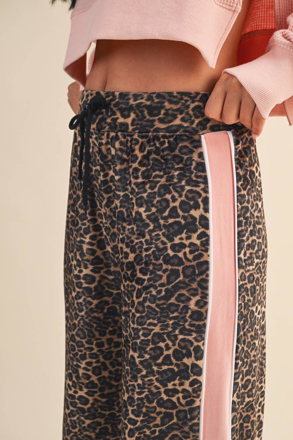 Leopard Print Velour Track Pants: Leopard