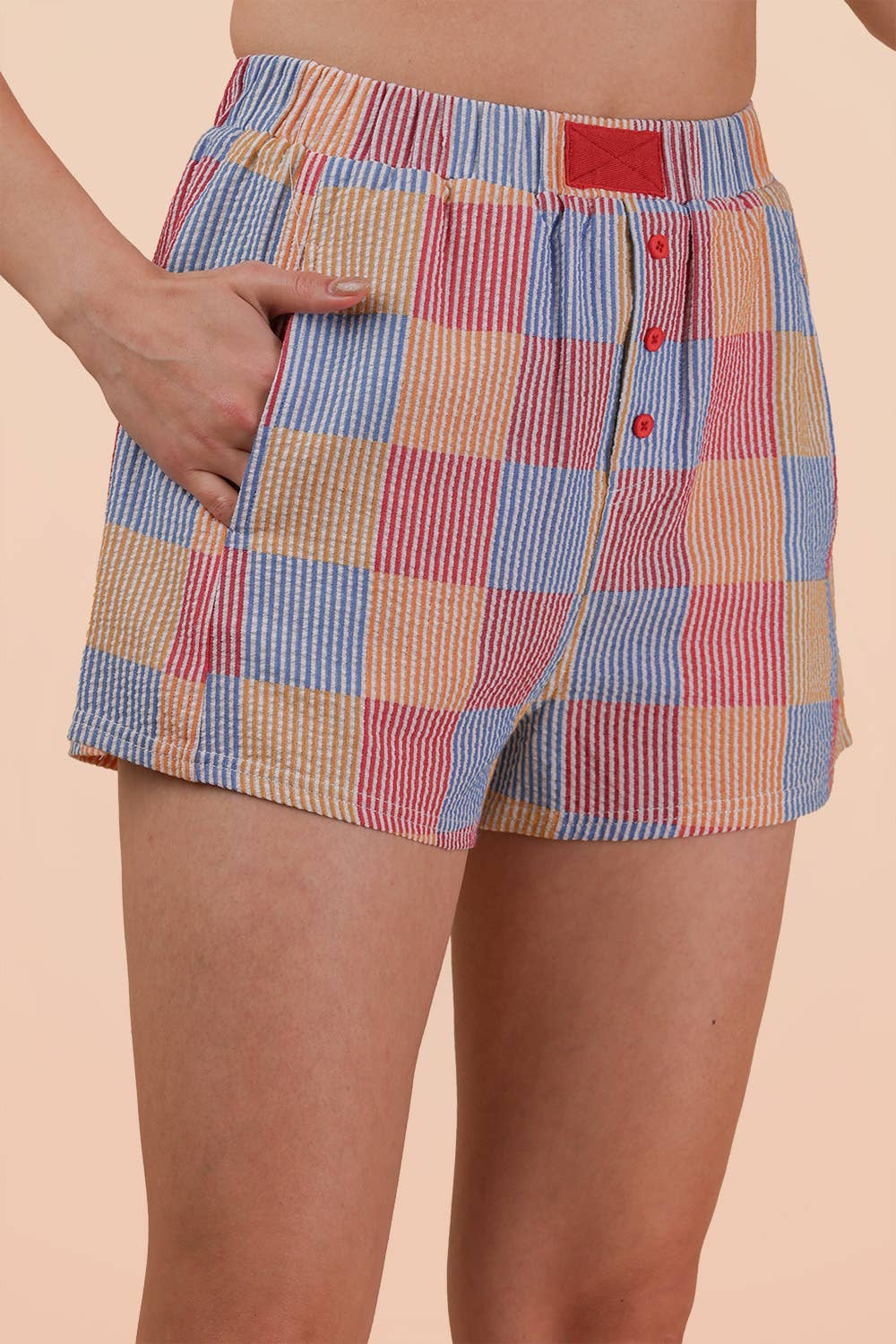 Striped & Checker Boxer Shorts: RED MIX