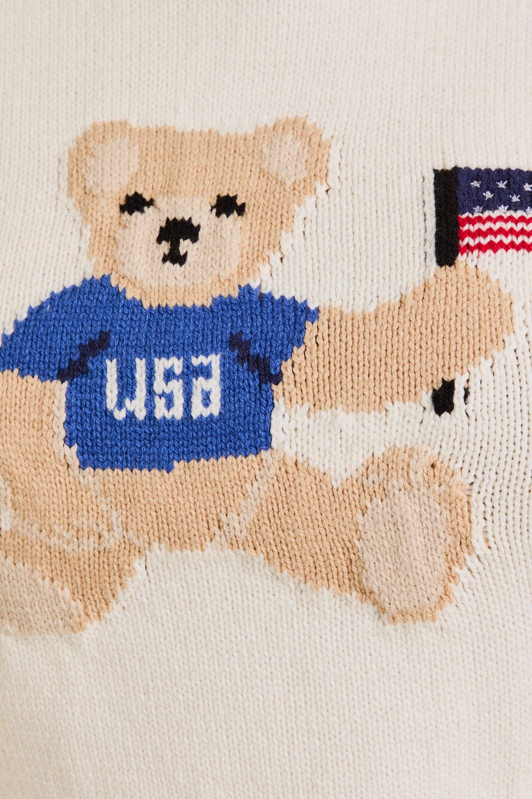 TEDDY BEAR WITH USA FLAG" GRAPHIC CREW NECK SWEATER TOP