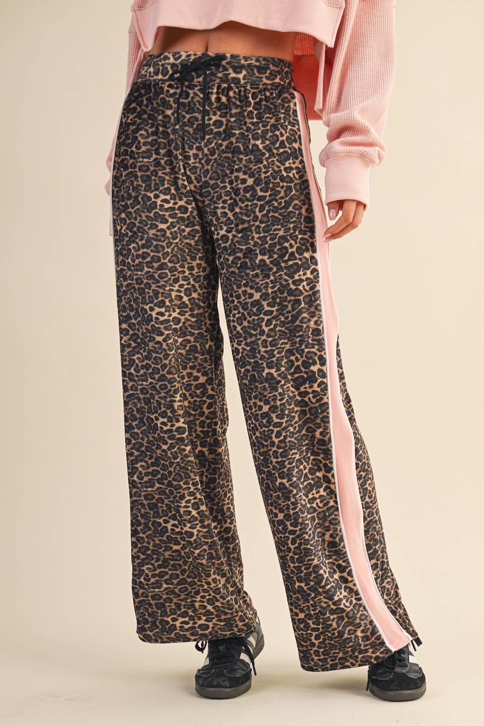 Leopard Print Velour Track Pants: Leopard