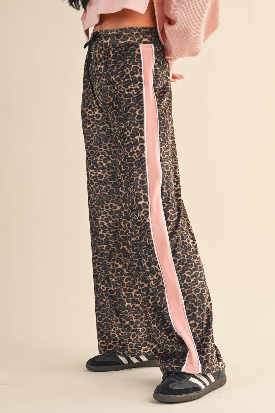 Leopard Print Velour Track Pants: Leopard