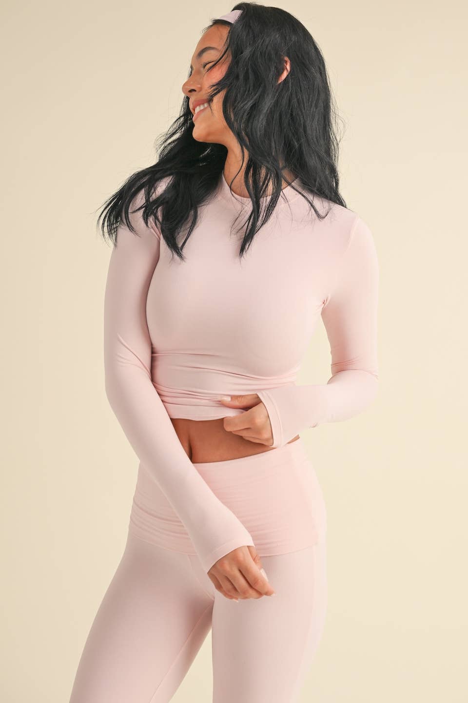 Soft Knit Jersey Long Sleeve Tee: Pink
