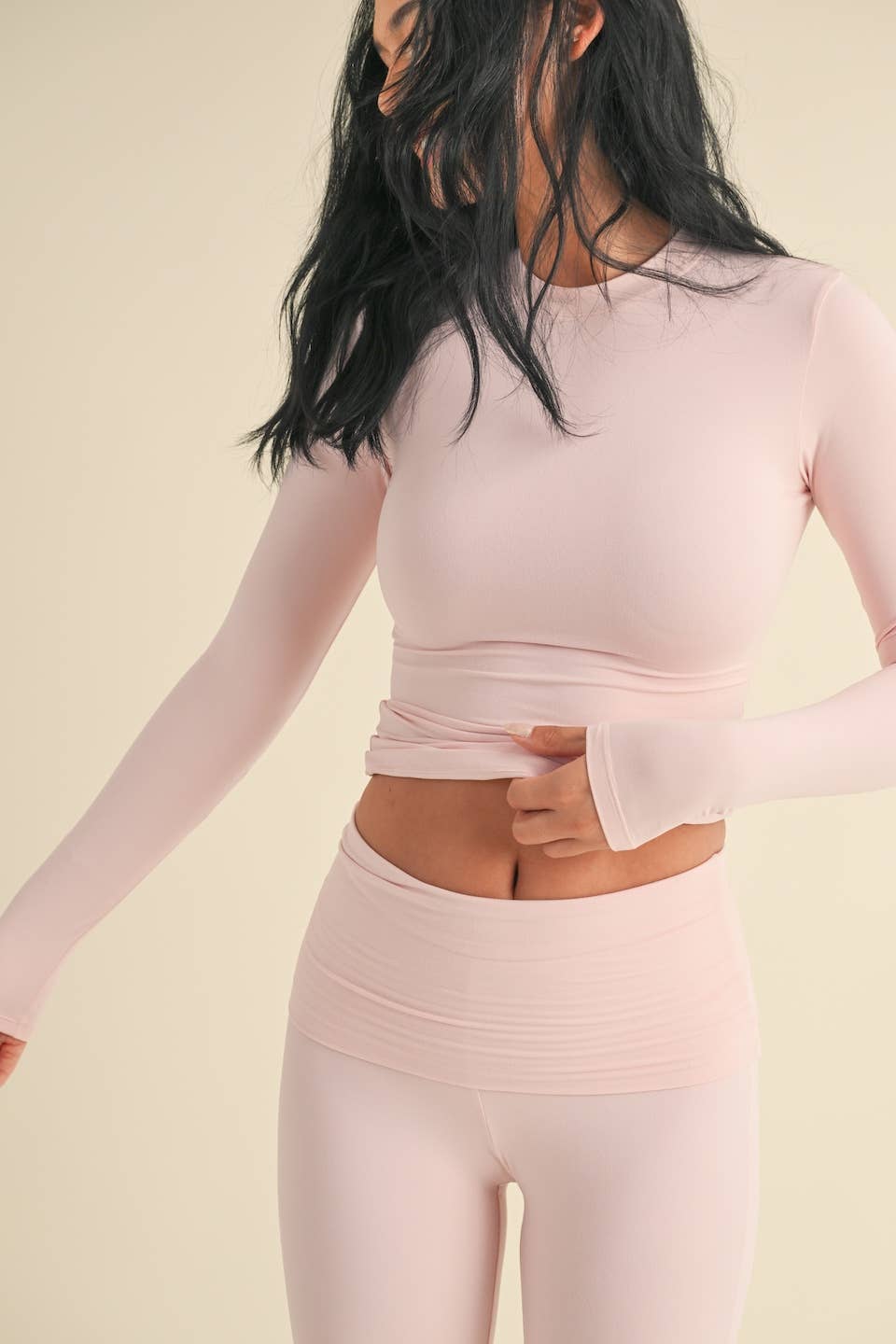 Soft Knit Jersey Long Sleeve Tee: Pink