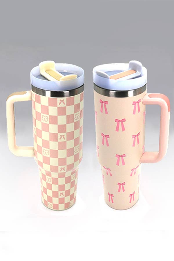 40oz STAINLESS STEEL TUMBLER BOW | BOW DITSY BLUE