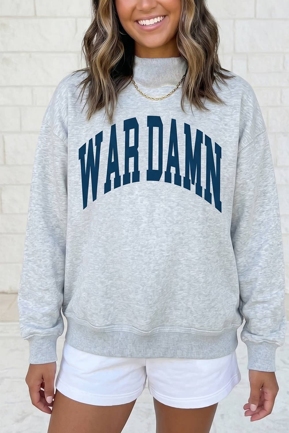 TIGERS Double Side Reversible Mock Neck Sweatshirt: Light Grey